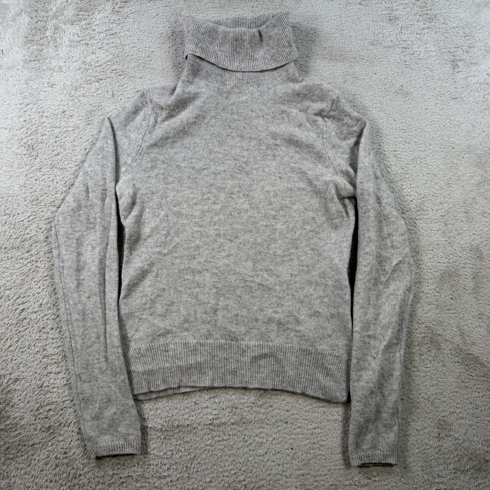 Adrienne Vittadini Sweater Womens Small Grey 100% Cashmere 2 Ply Turtleneck